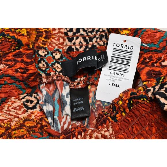 NEW Torrid Women's Plus Size 1 Tall Elegant Smocked Waist High-Rise Palazzo Pant - Picture 8 of 8